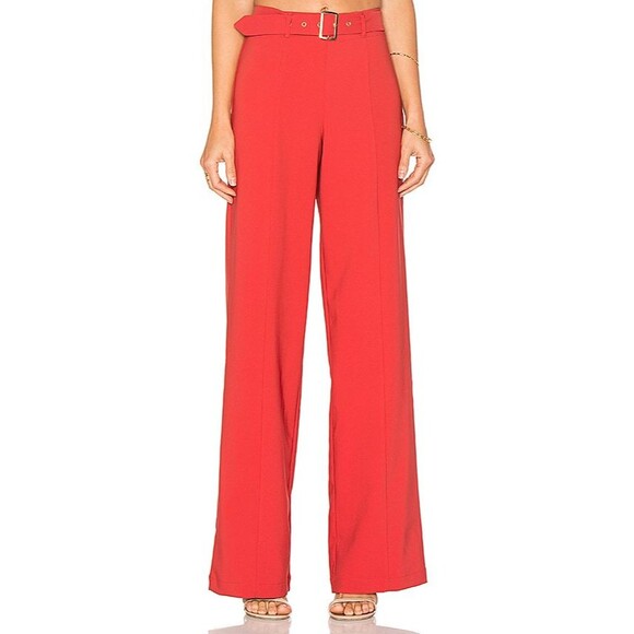 Lovers & Friends Revolve Angeli Wide Leg High Rise Pants XS Belted Office Chic - Picture 2 of 12